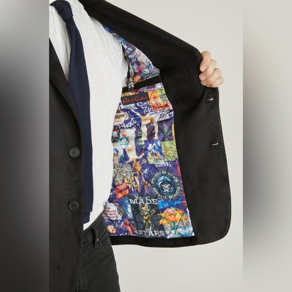 NWT Robert Graham Faux Suede Blazer Black XXL $328 MSRP - Picture 3 of 6